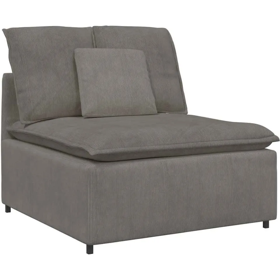 vidaXL Modulaire bank met voetenbank&kussens corduroy stof lichtgrijs grijs, foto 4