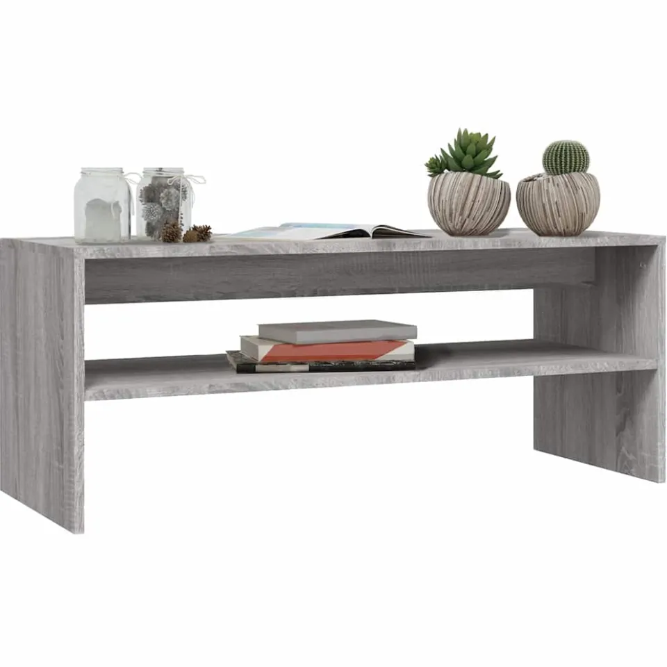 vidaXL Salontafel 100x40x40 cm bewerkt hout grijs sonoma eikenkleurig
