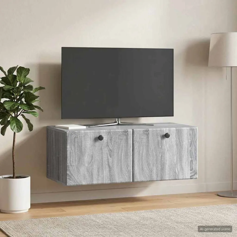vidaXL Wandbeugel TV-kast 78,5 x 41 x 30 cm Grijs Sonoma Bewerkt hout, foto 4