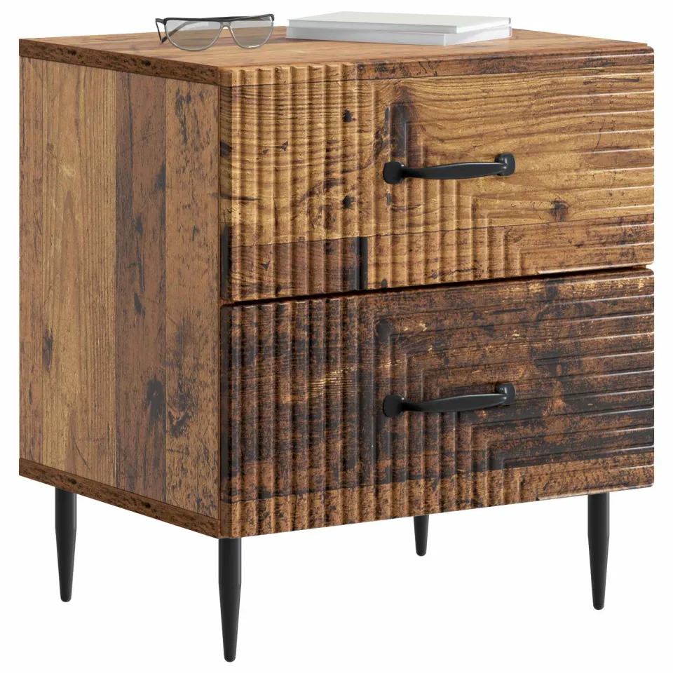 vidaXL Nachtkastje Oud hout 43 x 34,5 x 47,5 cm Bewerkt hout Bruin