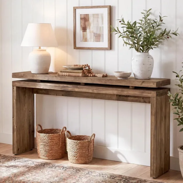 Tribesigns Massief Hout Consoletafel - Sidetable - 160 x 30 x 80 cm - Bruin