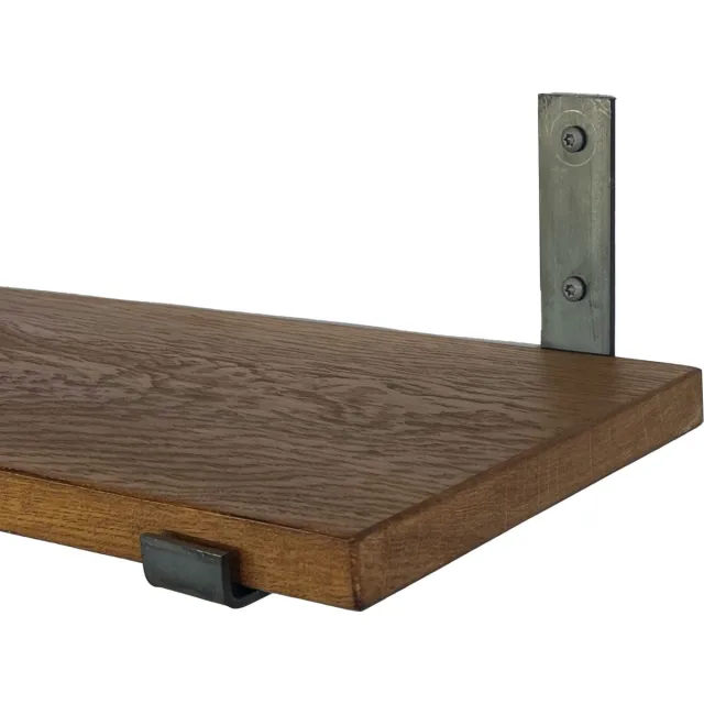 GoudmetHout Wandplank Industrieel - 100 x 25 cm Muurplank - Donker Eiken Hout - Decoratie Wandrek & Boekenrek - Hangplank Keuken - Wall Shelf + 2 Plankdragers van Ruw Staal Donker eiken - Zonder coating - 25 cm