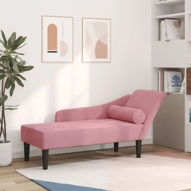 vidaXL Chaise longue met kussens fluweel roze, foto 2