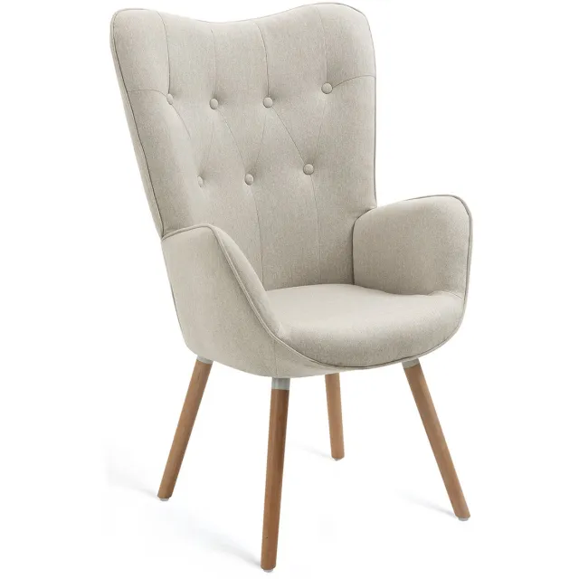 MEUBLE COSY MEUBLES COSY Fauteuil-Relaxstoel -Met kussen -Beige-Roomwit-Microfiber Stof-Woonkamerstoelen