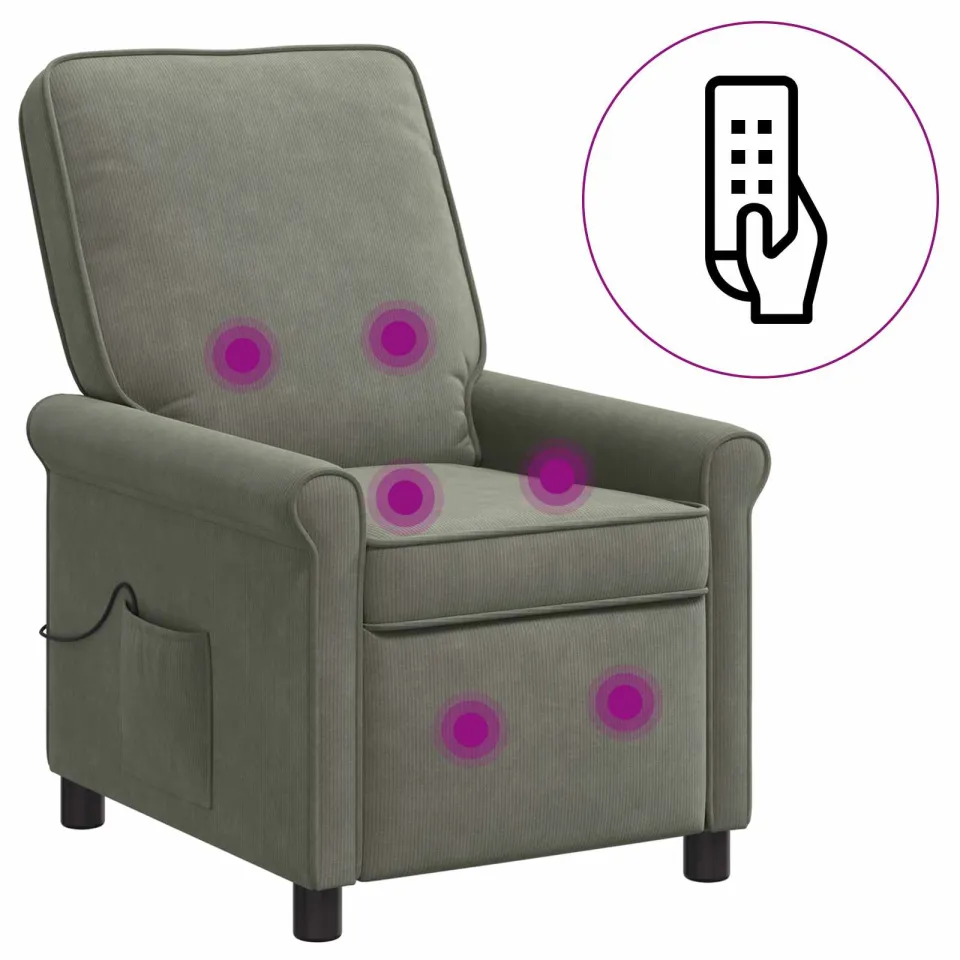vidaXL Massage-relaxstoel Lichtgrijs 69 x 95 x 101 cm Stof