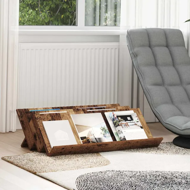 vidaXL Tijdschrift Rek Oudhout 90 x 53 x 28,5 cm Bewerkt hout bruin, foto 2