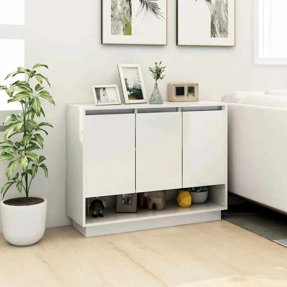 vidaXL Dressoir 97x31x75 cm bewerkt hout wit, foto 3