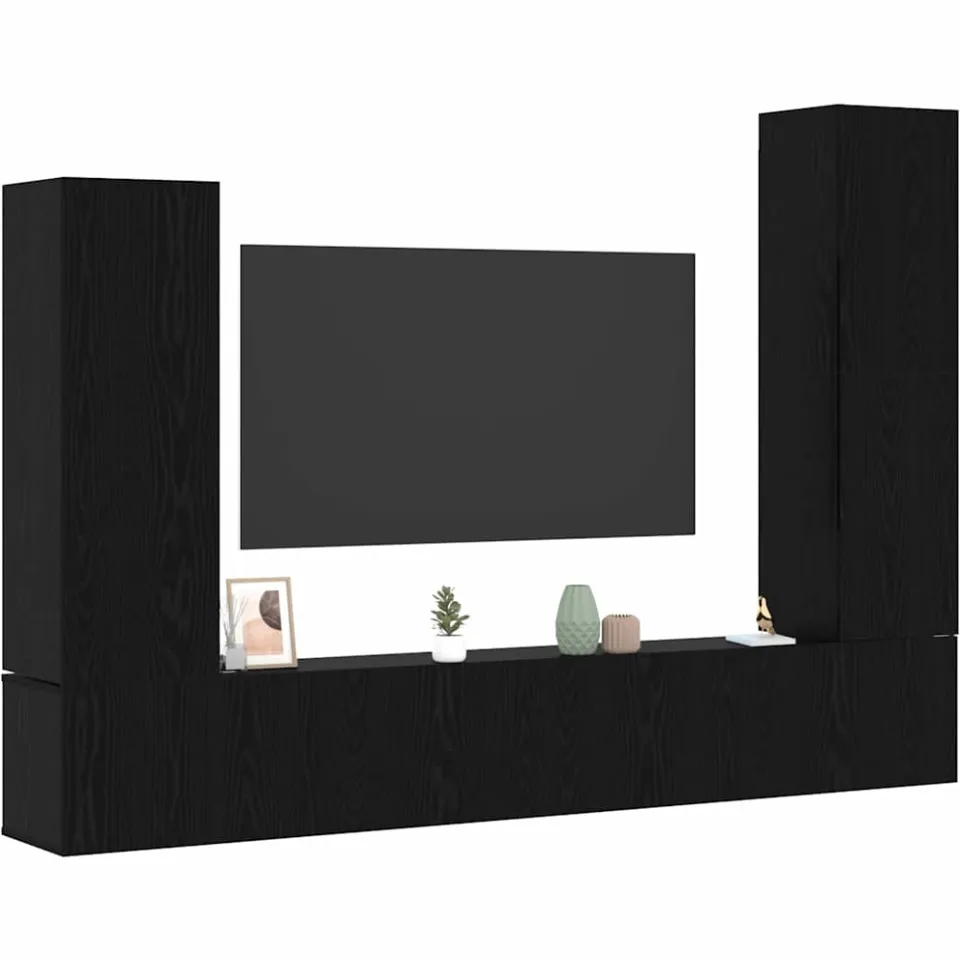 vidaXL Tv-meubelset 4 st 30,5 x 30 x 110 cm Zwart Eiken, foto 2