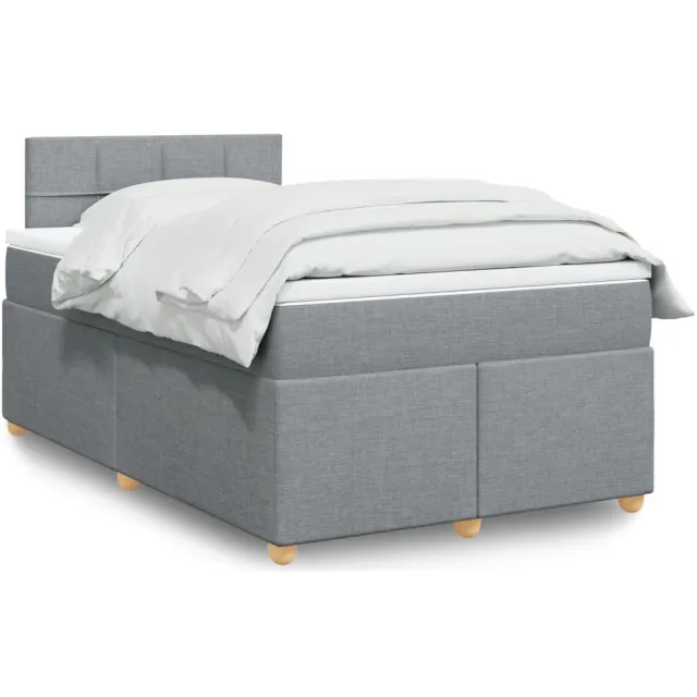 vidaXL Boxspring met matras stof lichtgrijs 120x200 cm grijs