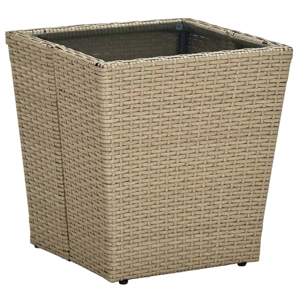 vidaXL 3-delige Bistroset met kussens poly rattan en glas beige, foto 4
