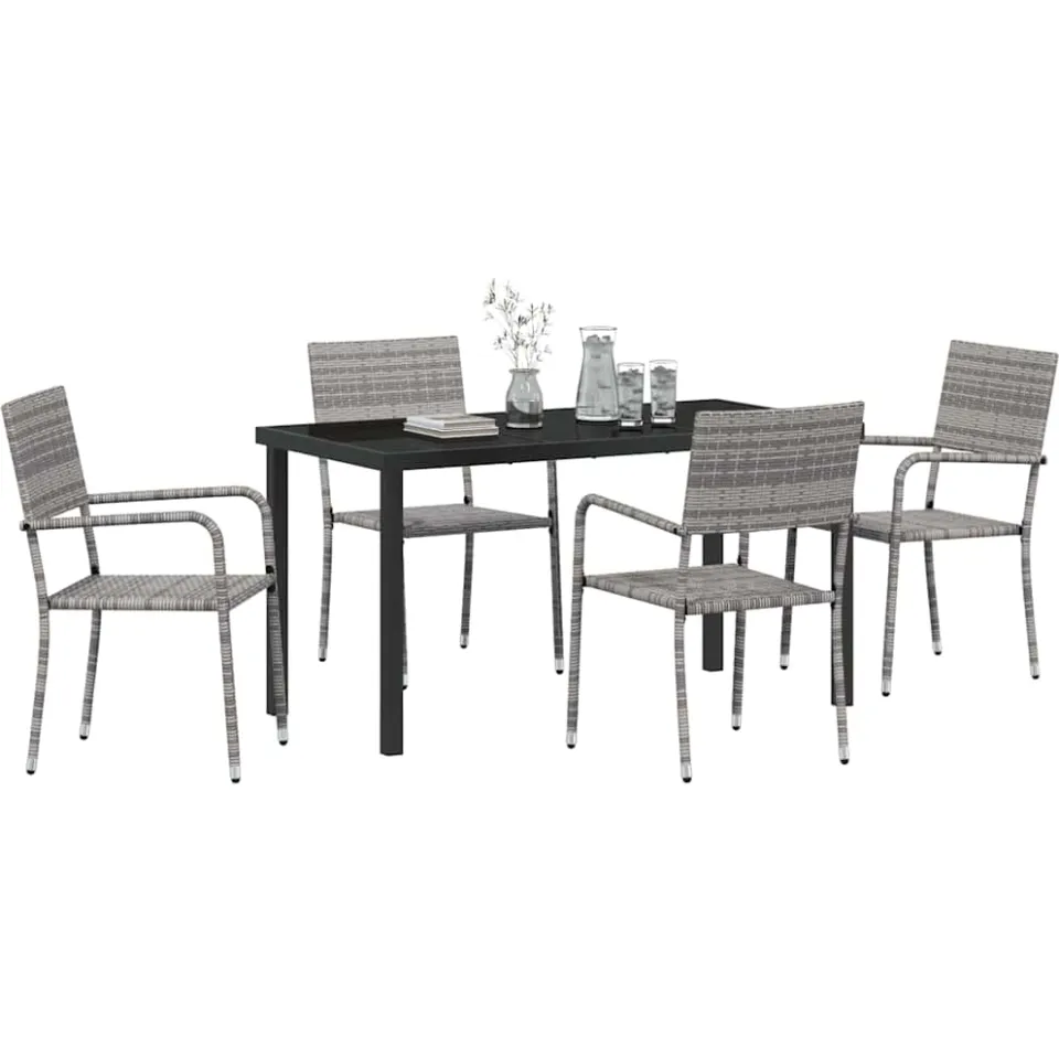 vidaXL Tuin eettafelset 5 st Grijs poly rattan