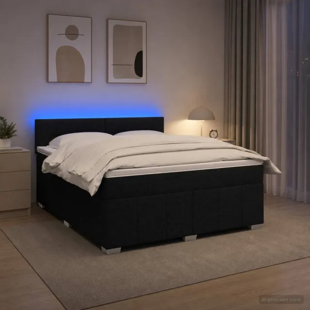vidaXL Boxspringbed met matras met hoofdeinde Zwart 140 x 200 cm Stof