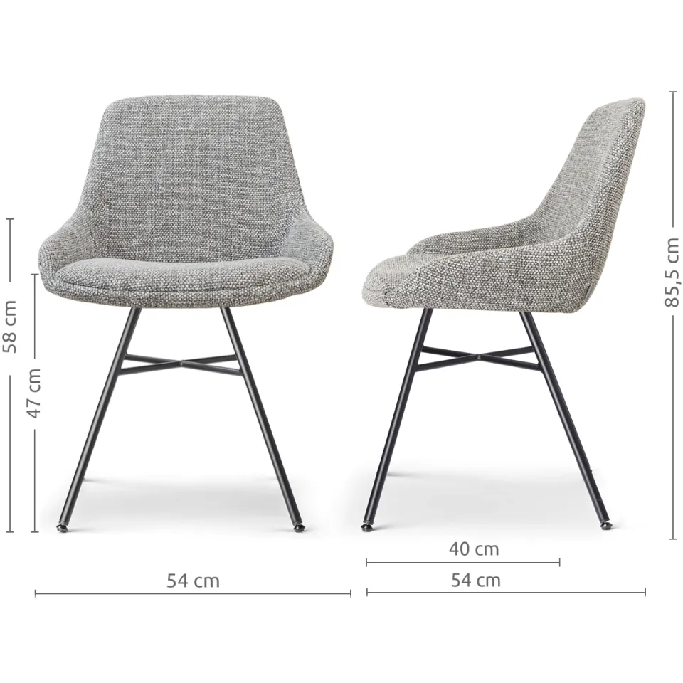 Nolon Noa-Isa eetkamerstoel grijs blend - zwart onderstel, foto 3