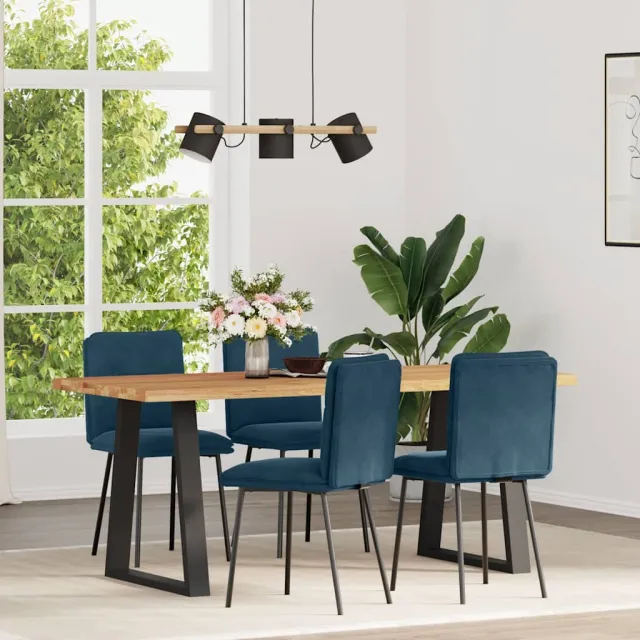 vidaXL Eetkamerstoelen 4 st fluweel blauw