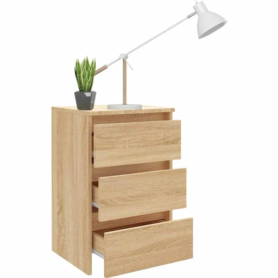 vidaXL Nachtkastje 40x35x62,5 cm bewerkt hout sonoma eikenkleurig, foto 3