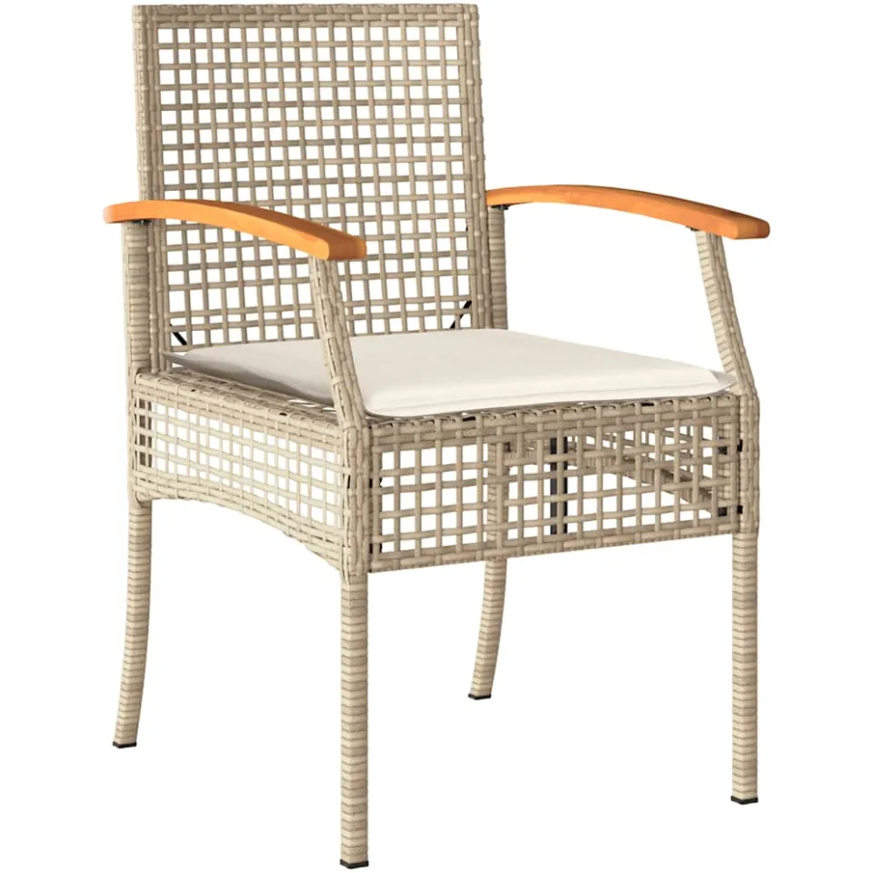 vidaXL 3-delige Tuinset met kussens poly rattan beige