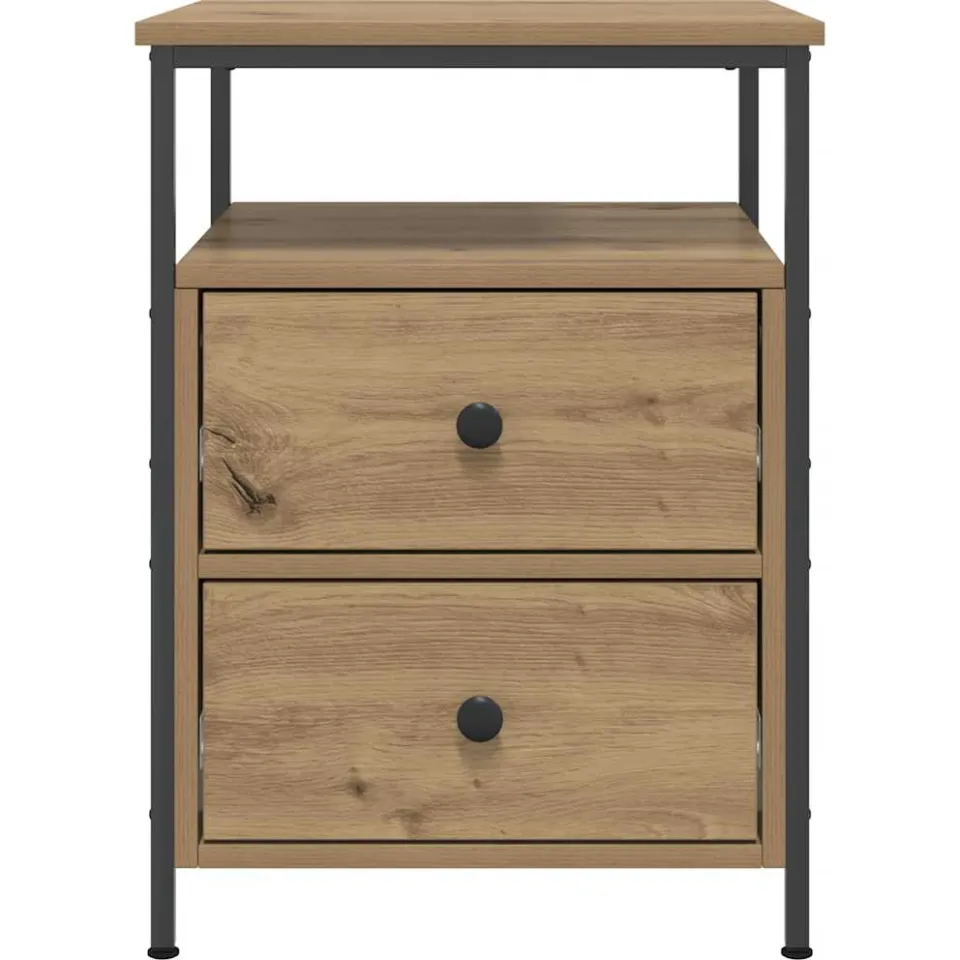 vidaXL Nachtkastjes 2 st 44x45x60cm bewerkt hout artisanaal eikenkleur, foto 4