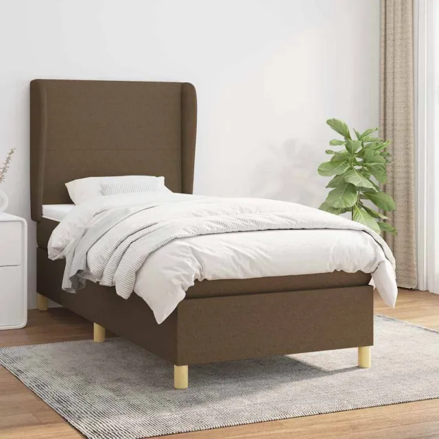 vidaXL Boxspring met matras stof donkerbruin 90x190 cm bruin