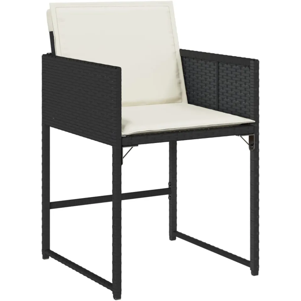 vidaXL 11-delige Tuinset met kussens poly rattan zwart