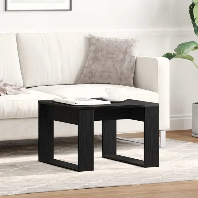 vidaXL Salontafel Zwart Eiken 50 x 50 x 35 cm Bewerkt hout, foto 2