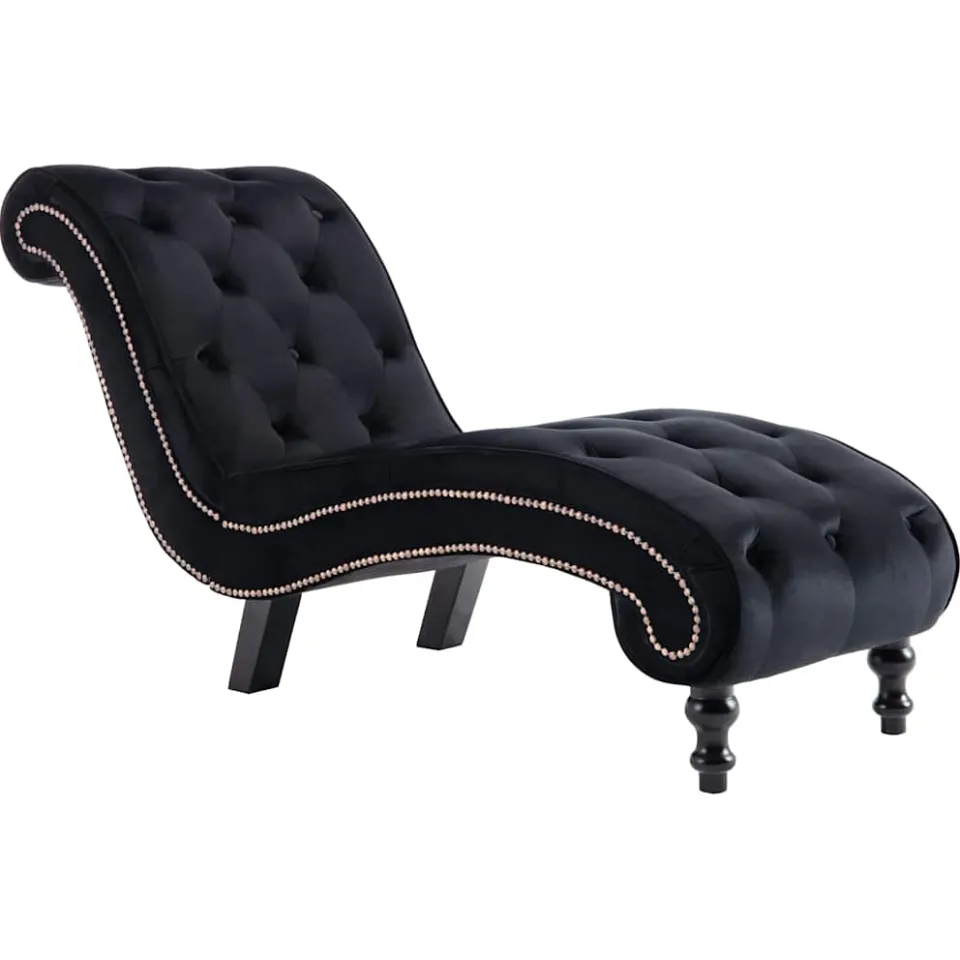 vidaXL Chaise longue fluweel zwart, foto 3