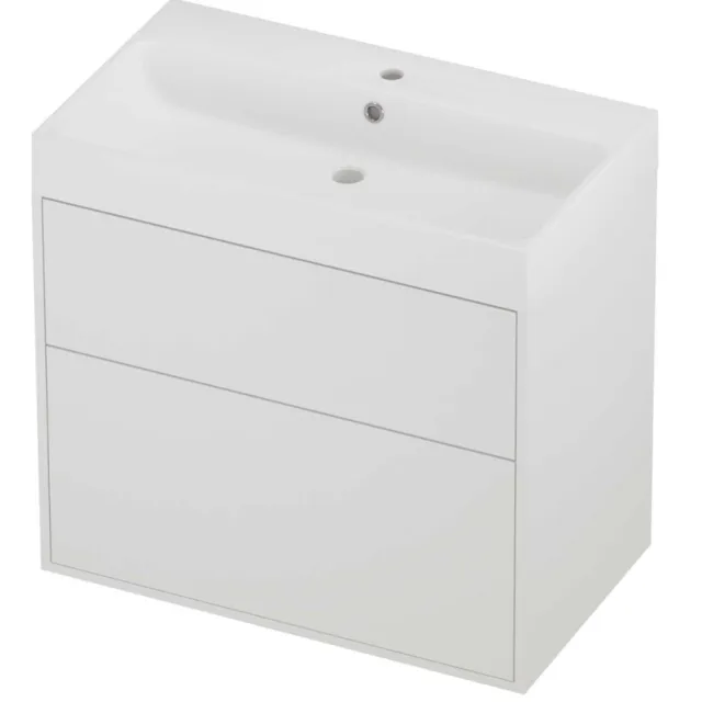 Proline Podium Badmeubelset Polystone Loft 1 Kraangat Voor Grepen 80x46x75 cm Mat Wit Mat White