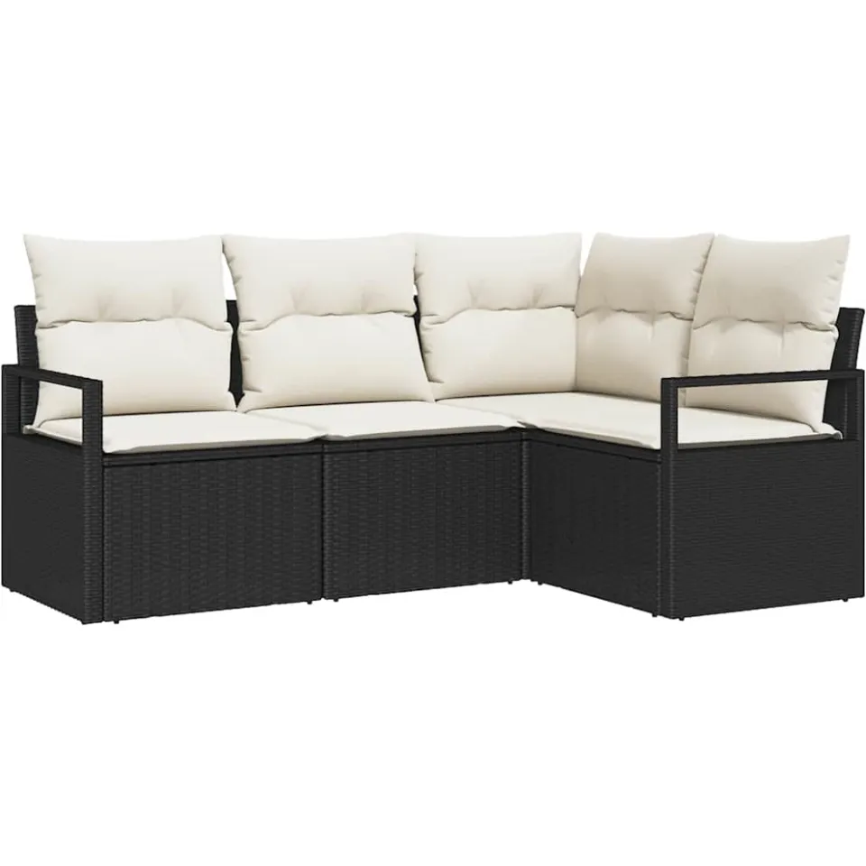 vidaXL Bankstel 4 st Zwart poly rattan