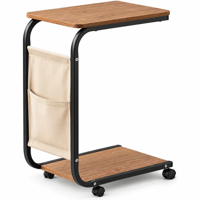 Mura Logistiek Mura Salontafel - Bijzettafel - Laptoptafel - Banktafel - Woonkamer Tafel - Verschuifbaar Onder De Bank - Opbergzak - Bruin