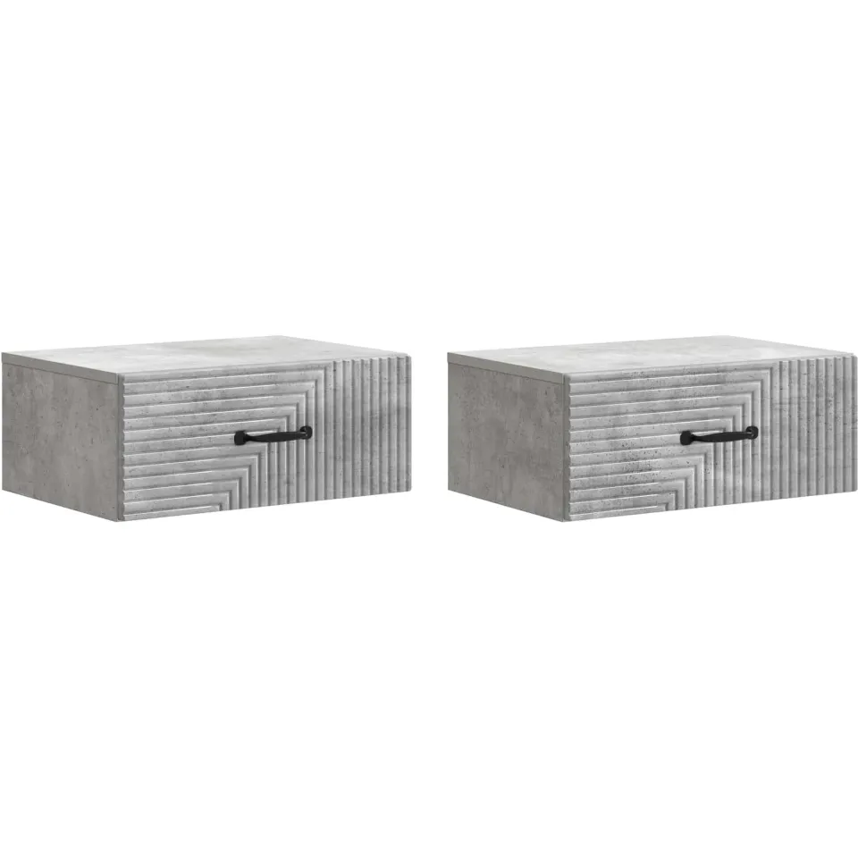 vidaXL Wandbeugel Bedkast 2 st Betongrijs 49 x 34,5 x 20 cm