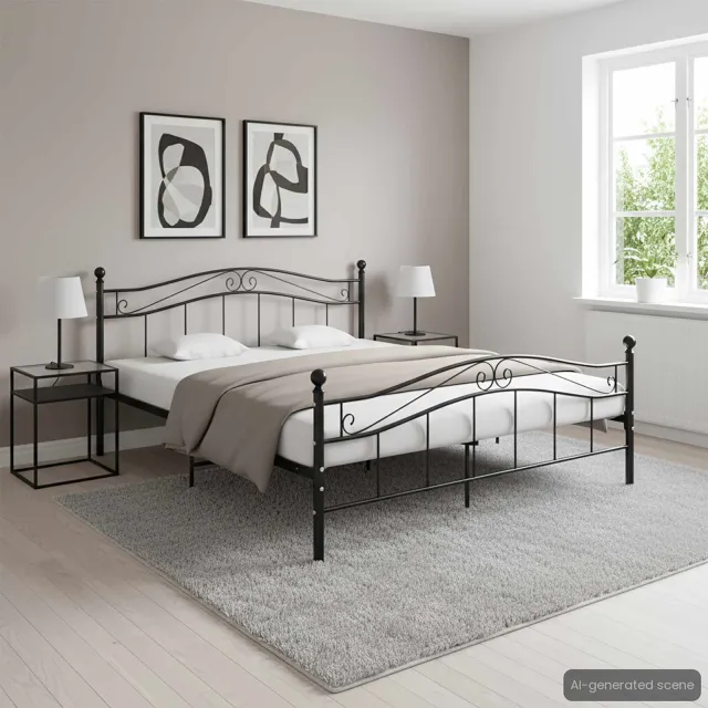 vidaXL Bedframe metaal zwart 160x200 cm