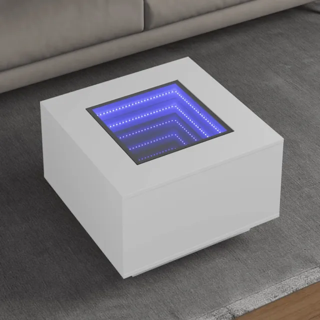 vidaXL Salontafel met LED 60x60x40 cm bewerkt hout wit, foto 2