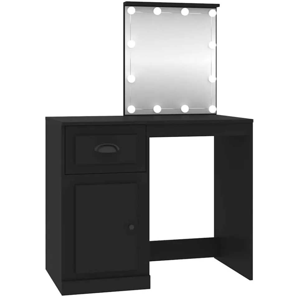 vidaXL Kaptafel met LED 90x50x132,5 cm bewerkt hout zwart