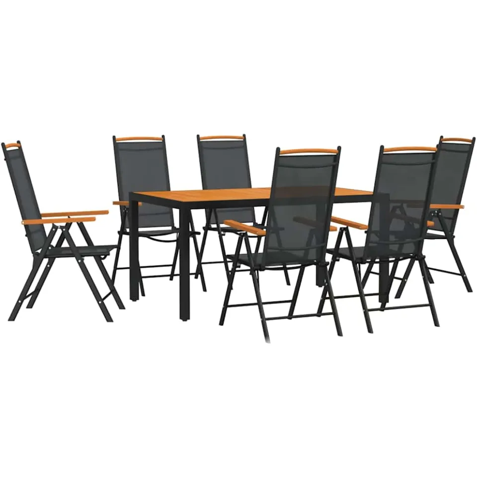 vidaXL 7-delige Tuinset aluminium zwart en bruin, foto 3