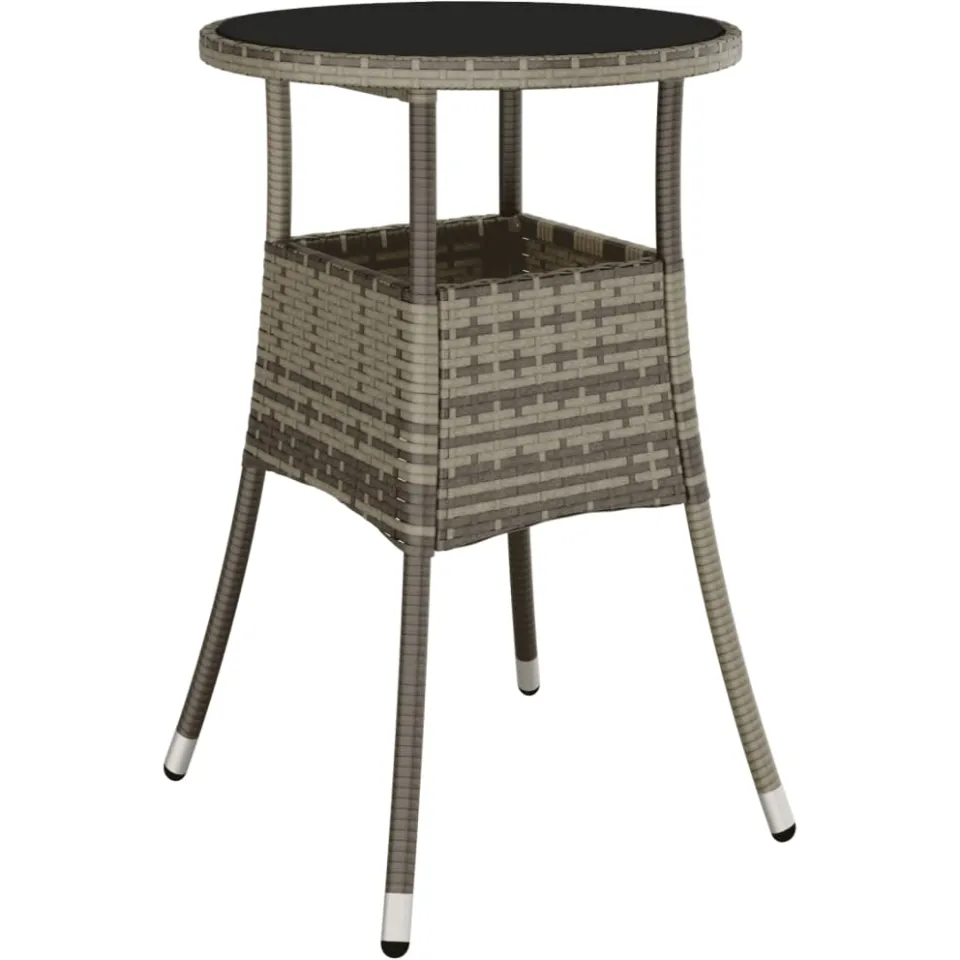 vidaXL 3-delige Tuinset met kussens poly rattan en glas grijs, foto 4
