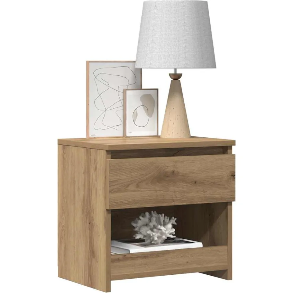 vidaXL Nachtkastjes 2 st 40x30x39 cm bewerkt hout artisanaal eiken, foto 3