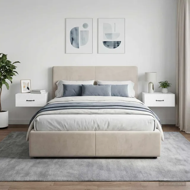 vidaXL Wandbeugel Bedkast 2 st Hoogglans Wit 49 x 34,5 x 20 cm