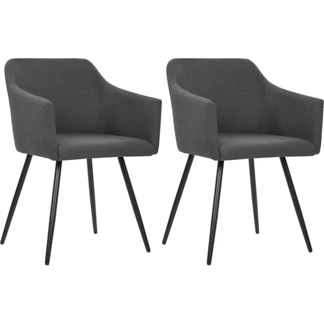 vidaXL Eetkamerstoelen 2 st stof donkergrijs