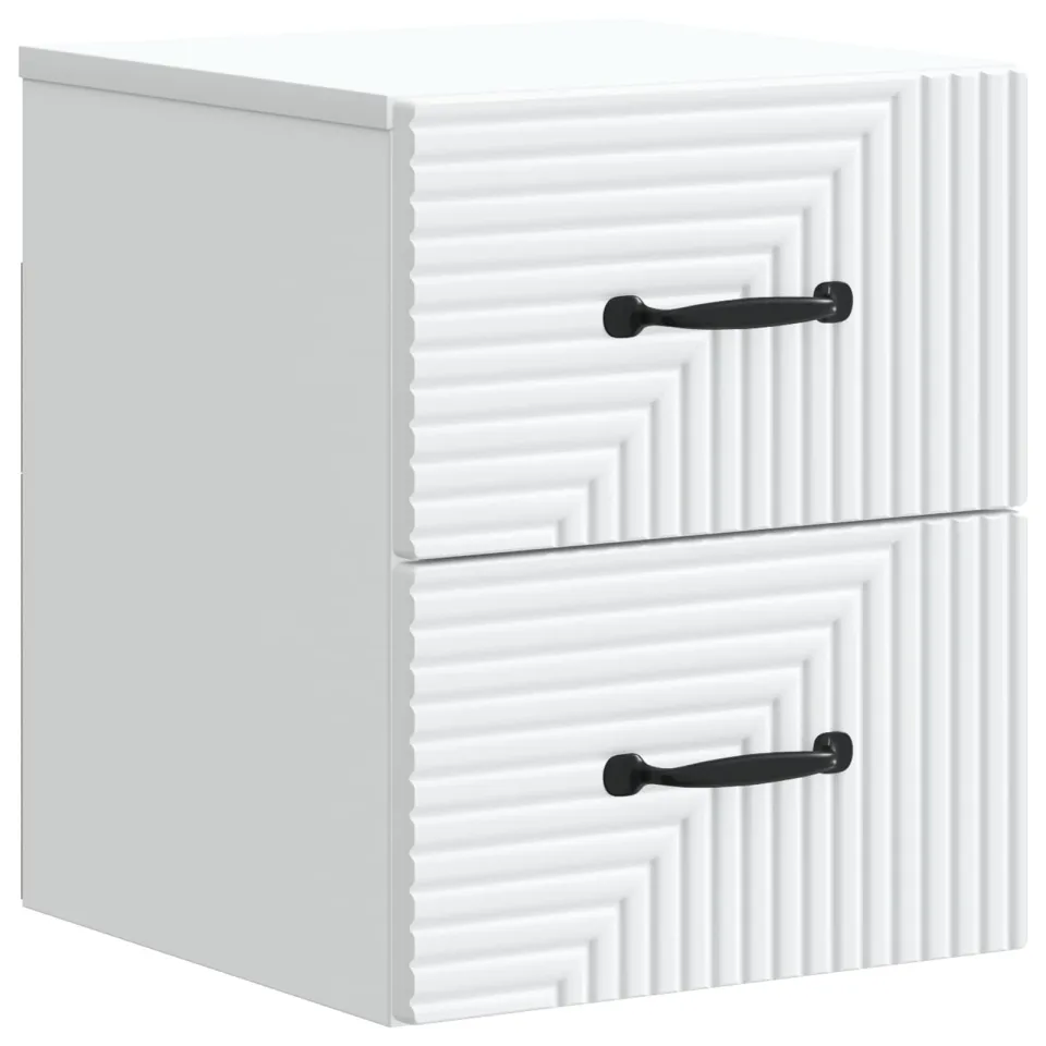 vidaXL Wandbeugel Bedkast met lade Wit 34,5 x 33 x 40 cm Bewerkt hout, foto 3