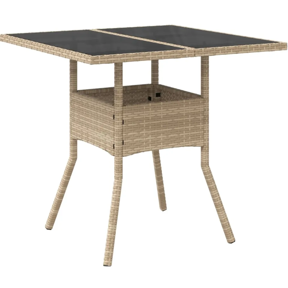 vidaXL 3-delige Tuinset met kussens poly rattan en glas beige, foto 4