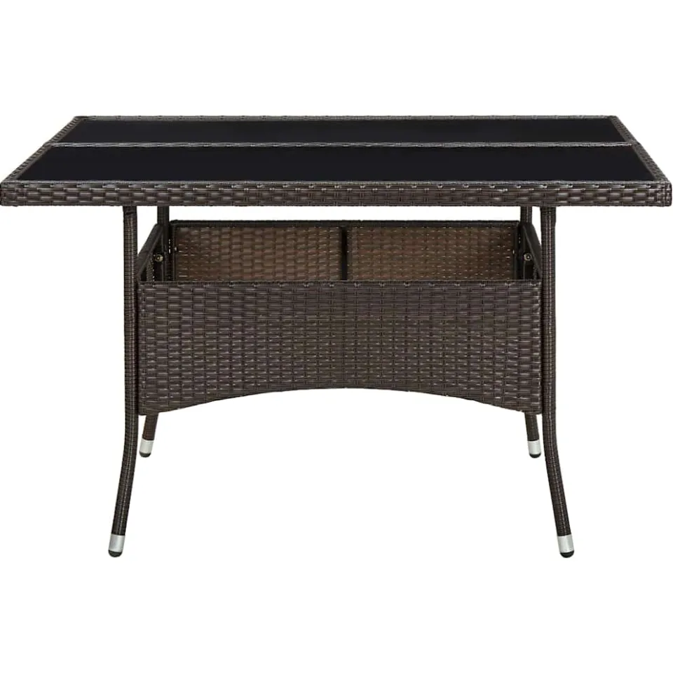 vidaXL Tuintafel poly rattan en glas bruin, foto 2
