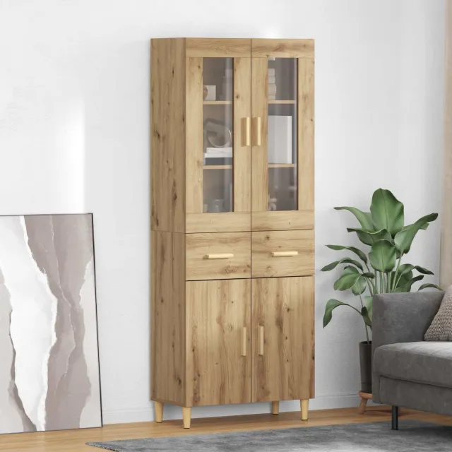 vidaXL Hoge kast Artisan Eiken 69,5 x 34 x 180 cm Bewerkt hout, foto 2