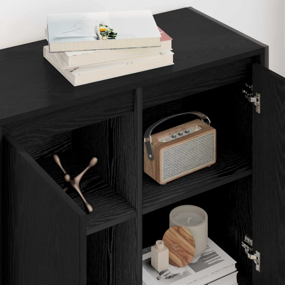 vidaXL Bijzetkast Zwart Eiken 79 x 36 x 75 cm Bewerkt hout, foto 4