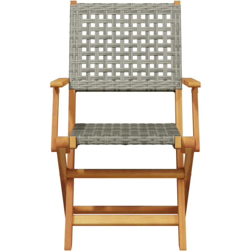 vidaXL 5-delige Tuinset poly rattan en massief hout grijs, foto 4