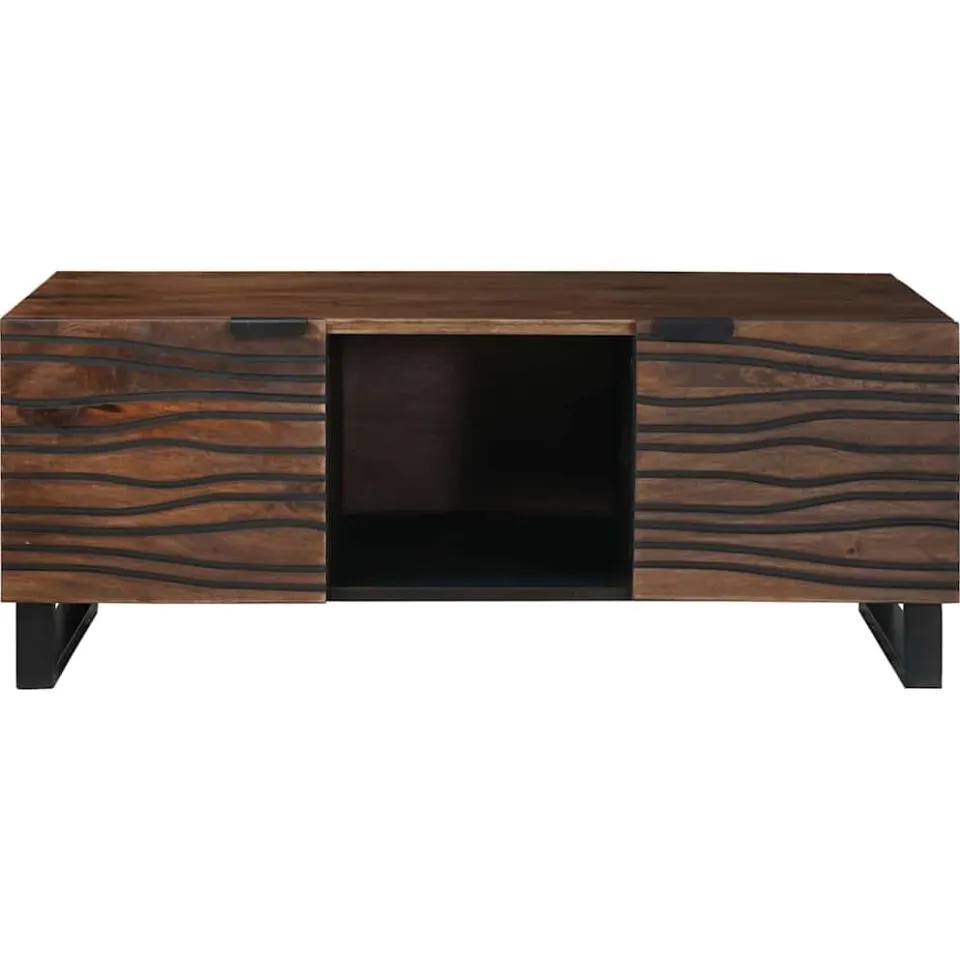 vidaXL Salontafel Walnotenhout 100 x 54 x 40 cm Bewerkt hout bruin, foto 3