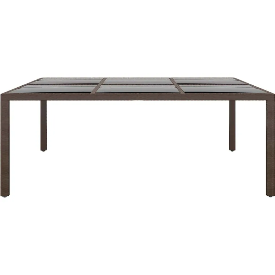vidaXL Tuintafel met glazen blad 200x150x75 cm rattan bruin