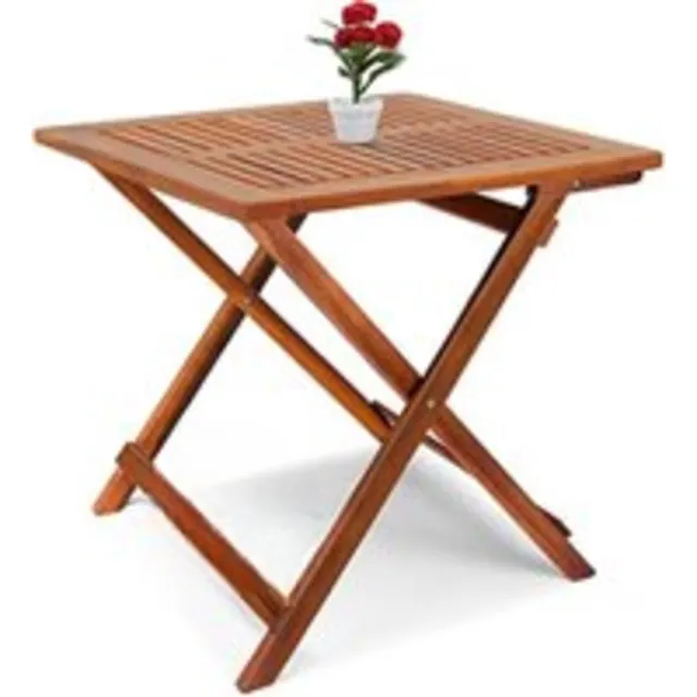 PolkaHome Inklapbare Acaciahouten Tuintafel 70x70cm - Weerbestendig en Ruimtebesparend Bruin