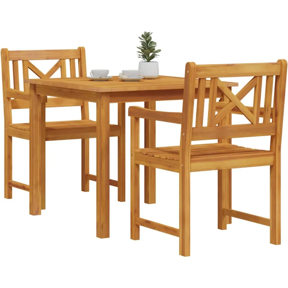 vidaXL Tuin eettafelset 3 st Bruin Massief acaciahout, foto 3