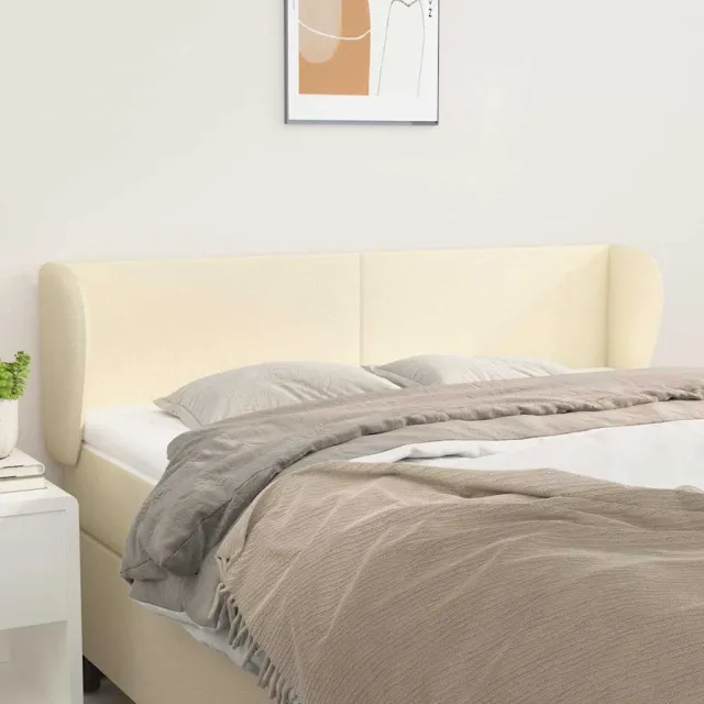 vidaXL Hoofdbord met randen 147x23x78/88 cm kunstleer crèmekleurig