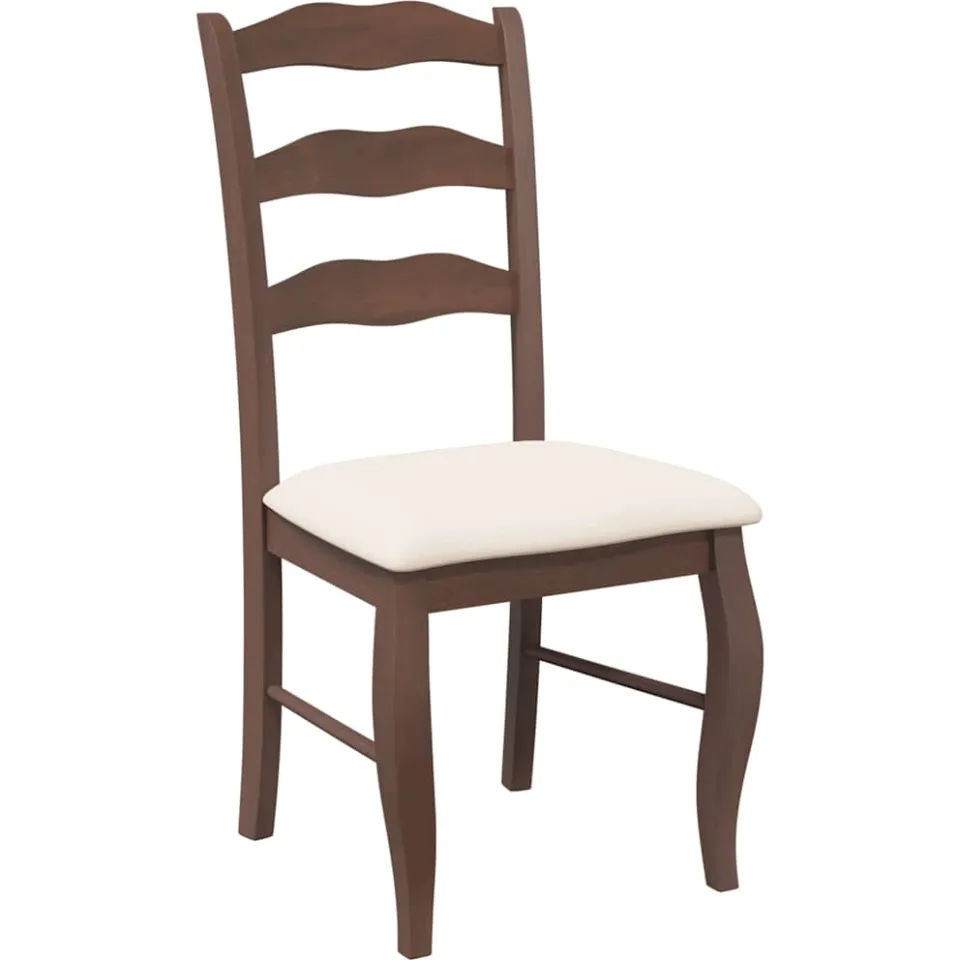 vidaXL Eetkamerstoelen met kussens 2 stuks bruin massief hout rubber, foto 4