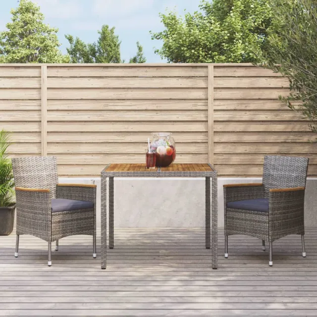 vidaXL 3-delige Tuinset met kussens poly rattan grijs, foto 2